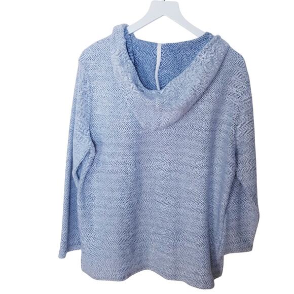 SURF STYLE Light Blue V-Neck Pullover Drawstring  Baja Kanga Hoodie - Size M - Picture 3 of 6